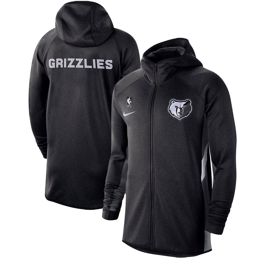 Men Nike Memphis Grizzlies Heathered Black Authentic Showtime Therma Flex Performance FullZip Hoodie->brooklyn nets->NBA Jersey